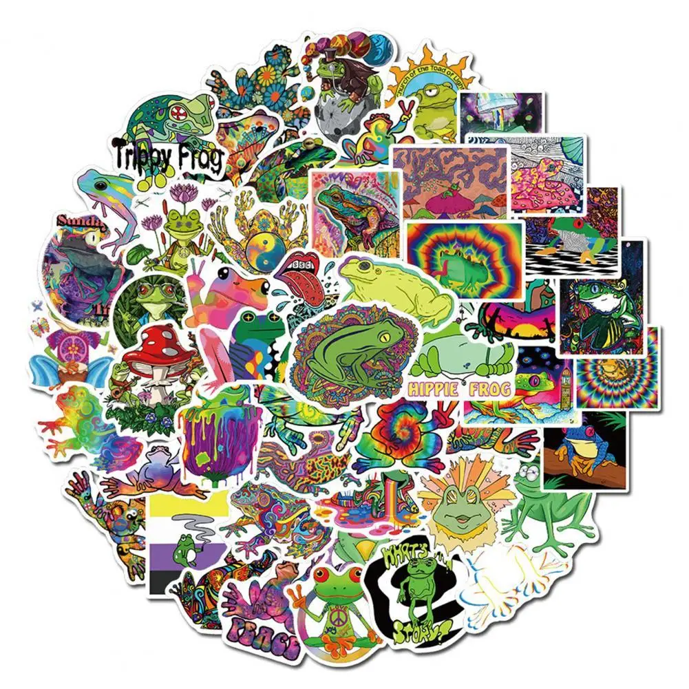 

50Pcs Graffiti Stickers Frogs Pattern Multi-Function PVC Pencil-box Stationery Decals for Wall