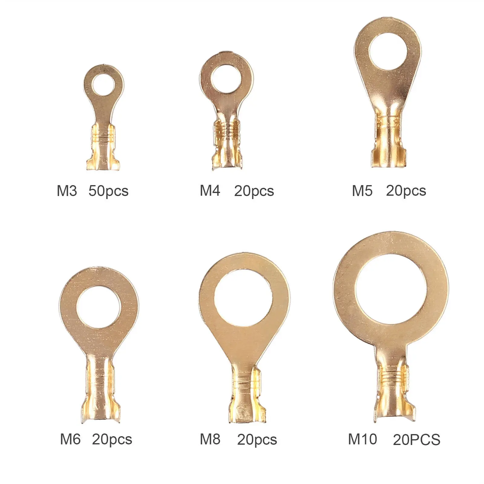 

150pcs/set Connector Brass Ring Cable Lugs Ring Copper Wire Terminals 6 Kinds
