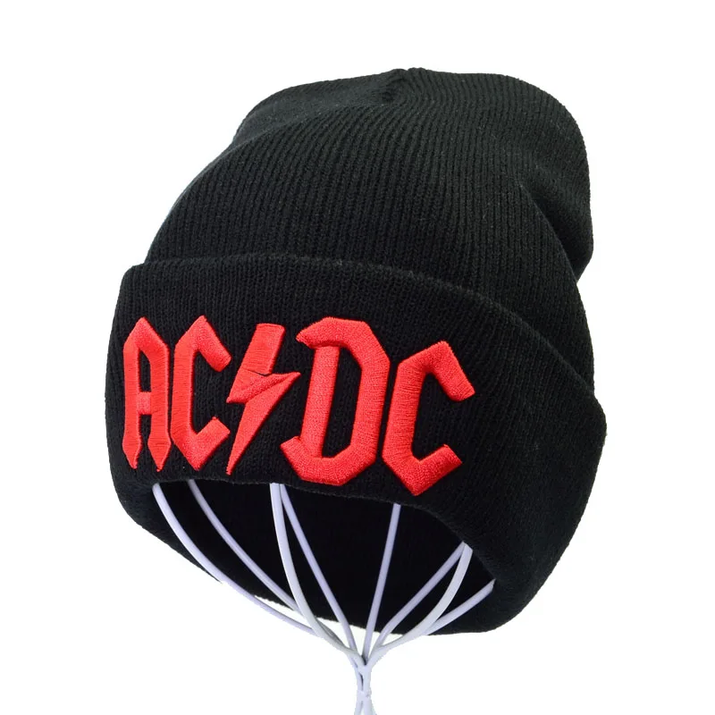 ACDC рок группа Кепка, зимняя шапка, теплые женские вязаные шапки унисекс, модные теплые вязаные шапки, лыжная шапка, 3 цвета