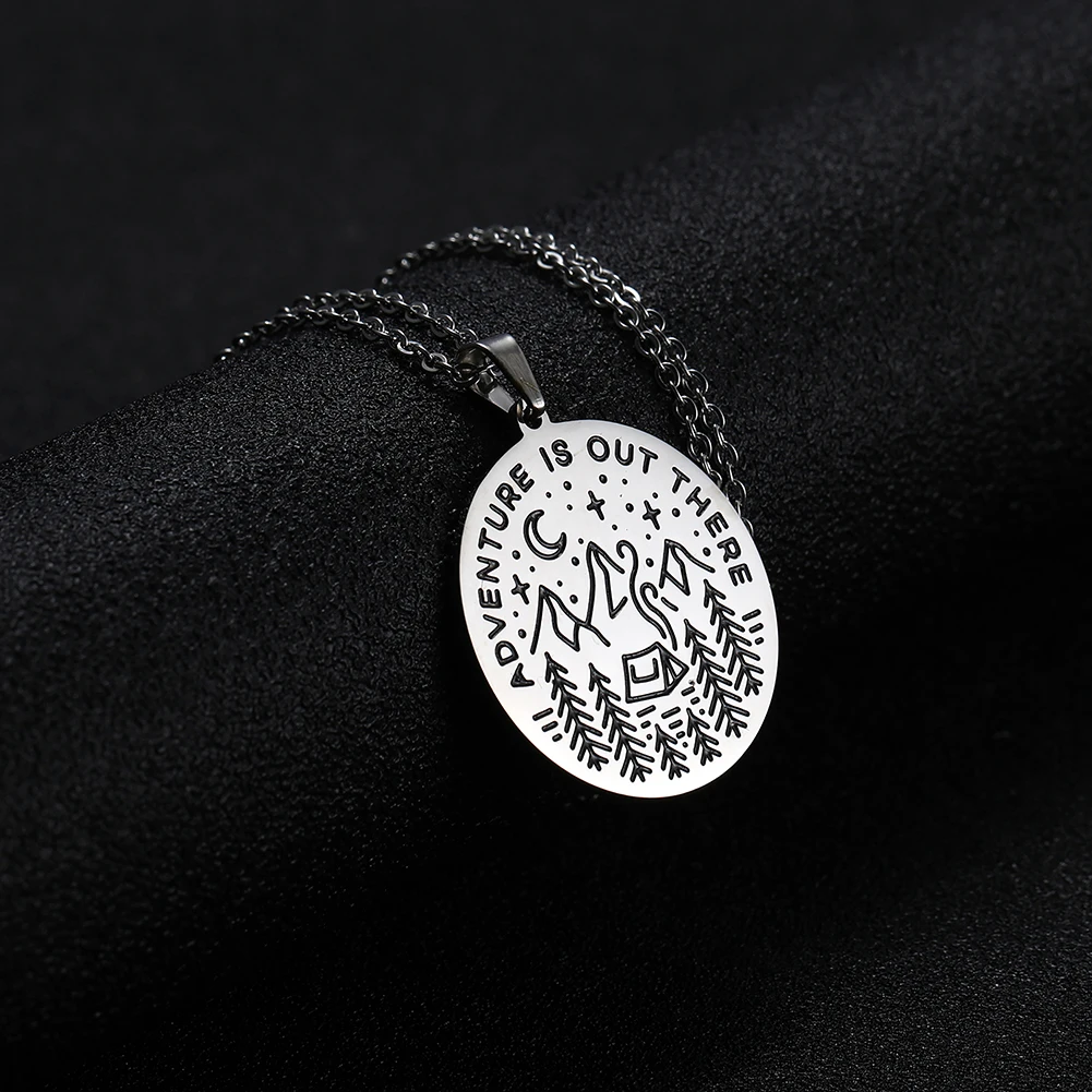 Модные ожерелья из нержавеющей стали лазерная гравировка подвески для кемпинга