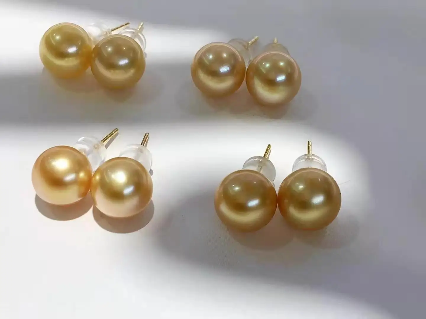 

2021 NEW Rare Top 8-9mm Natural Seawater Gold Pearl Earrings for Women Wedding Gift, 18K Yellow Gold Women Earrings