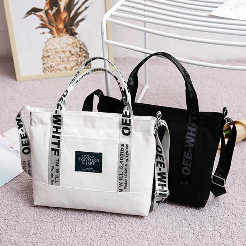 

Brand Large Pocket Women's Handbag New Fashion Canvas Tote Shoulder Bags Letter Print Large Capacity Bags For Women