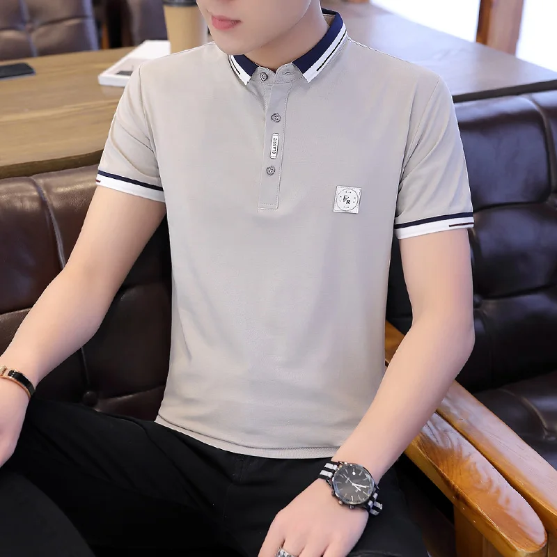 Рубашка-поло мужская однотонная деловая Повседневная дышащая рубашка с