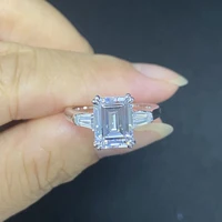 pirmiana new classic s925 silver 3 0ct emerald cutting white simulated diamond engagement wedding ring fashion jewelry women