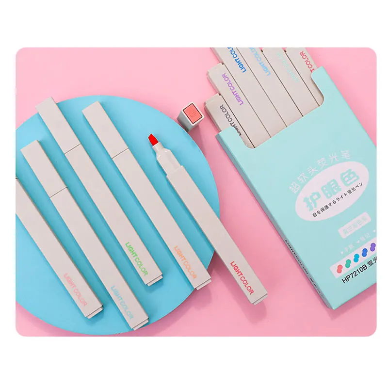 

6 Pcs Ultra-Soft Art Marker Highlighter Pen Set Thick Tip for Student Home Office Fluorescent Pen K888