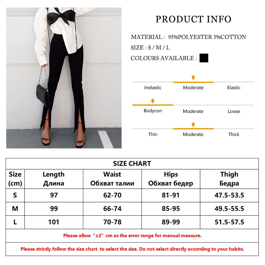

Clacive Black High Waist Y2k Pencil Pants Women Casual Bodycon Office Trousers Lady Slim Split Pants Female Gothic Clothes 2021