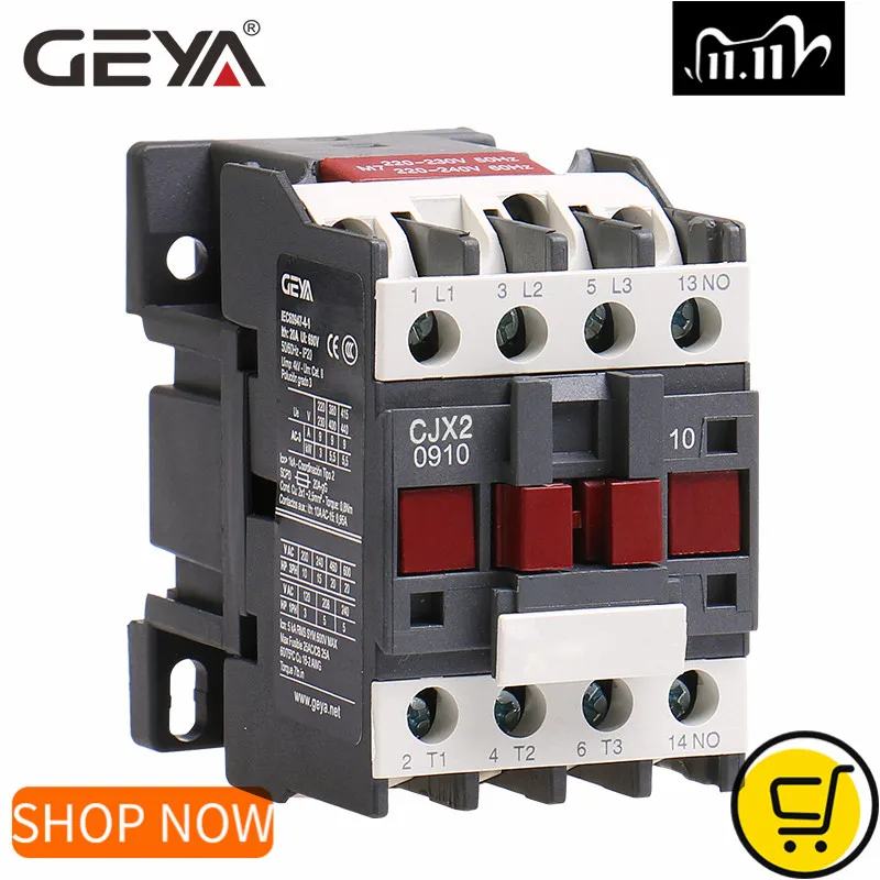 GEYA CJX2 0910 1210 1810 магнитный контактор переменного тока 220V или 380VAC 3 полюсный 9A 12A 18A 1NO