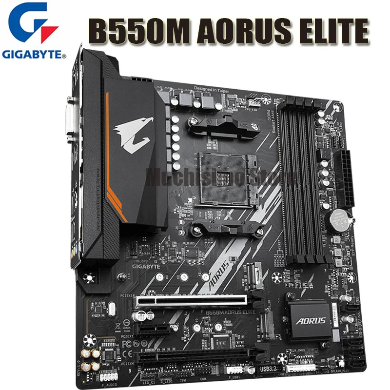 Verkaufen Buchse AM4 Gigabyte B550M AORUS ELITE Motherboard PCI-E 4,0 DDR4 4733(O.C.)MHz Desktop B550 Placa-Mãe AM4 128GB M.2 Micro ATX