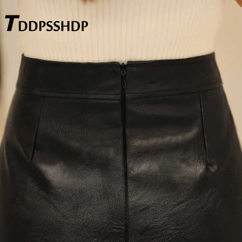 Женская однобортная юбка из искусственной кожи с высокой талией 2019 | одежда