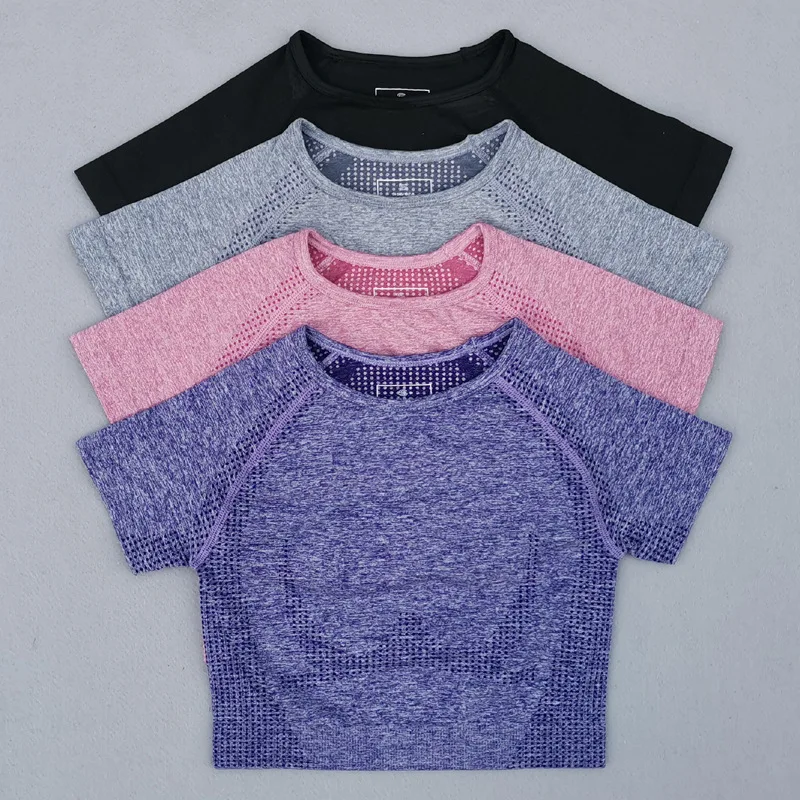 

5 PCS Seamless Yoga Set Gym Clothing Fitness Sportswear Cropped T-Shirt Full Women High Waist Leggings Sports Suit Sport Bra