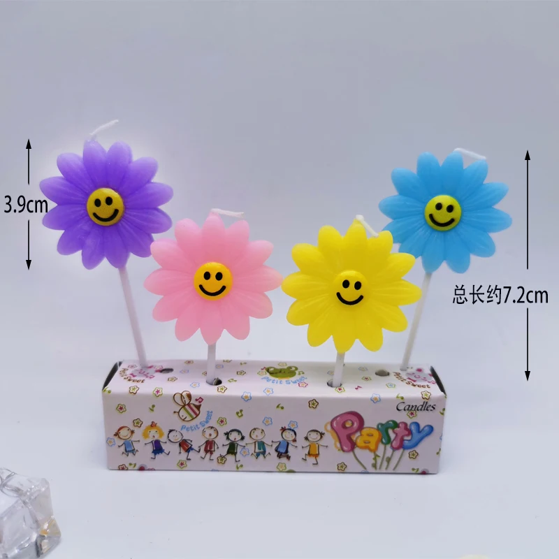 

Flower Smokeless Cake Decorated Candle INS Children's Party Creative Multi-colored Sunflower Birthday Cake Ornaments