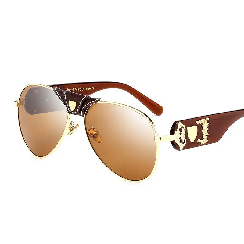 

TEENYOUN Sexy Women Hot Oversized Cool Lady Sunglasses Mirror Super Star Eyewear Brown Or Blue Metal Sun Glasses UV400