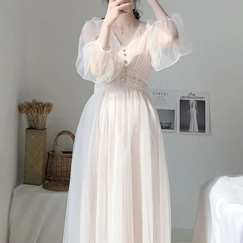 

2021 Summer Fairy Long Skirts Women Korean Elegant Chic Princess Dress Female Soft Girl Mori Style Sweet Sun And Beach Clothes