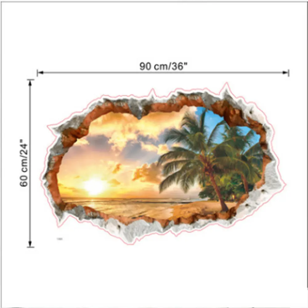 Солнечный свет пляж 3D сломанные стены стикер украшения дома спальни комнаты |