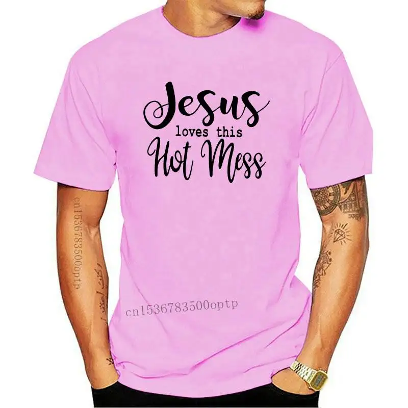 

Jesus loves this Hot Mess Women tshirt Cotton Casual Funny t shirt Gift For Lady Yong Girl Top Tee 6 Color Drop Ship S-799