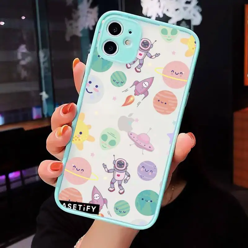 

Space planet moon alien Phone Case Matte Transparent For iPhone 12 Mini 11 Pro XR XS Max 7 8 Plus
