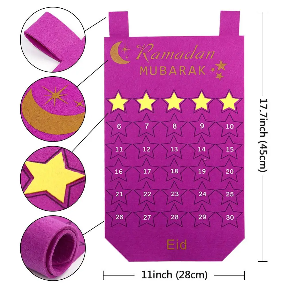 

Eid Mubarak 30 Days Advent Calendar Hanging Felt Countdown For Kids Gift