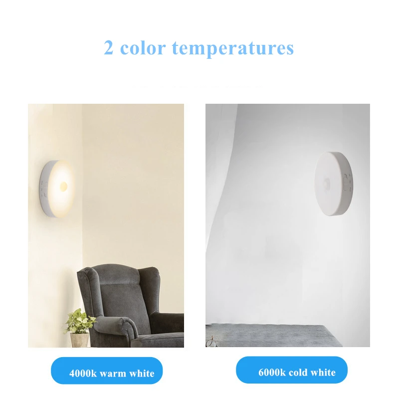 

10 PCS LED Motion Sensor Night Light Wireless Wall Lamp Magnet USB Rechargeable for Bedroom Stairs Cabinet Wardrobe Cabinet