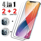 Защитное стекло 4 в 1 для iphone 12 11 Pro Max 12 11 SE 2020, Защита экрана для iPhone 12 Mini 7 8 6 Plus XR Xs Max, стекло