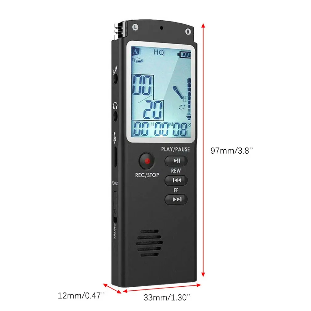 

Voice Activated Mini Digital Sound Audio Recorder Dictaphone MP3 Player Large Screen