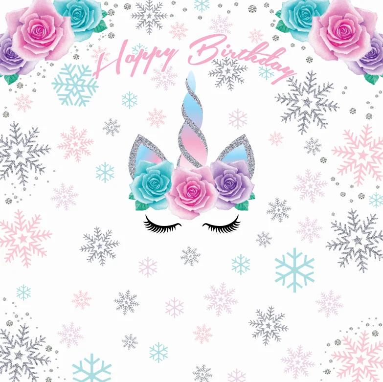 

8x8FT Personalized Miracle Unicorn Unicornio Happy Birthday Baby Shower Custom Backgrounds Photo Backdrops Vinyl 240cm X 240cm