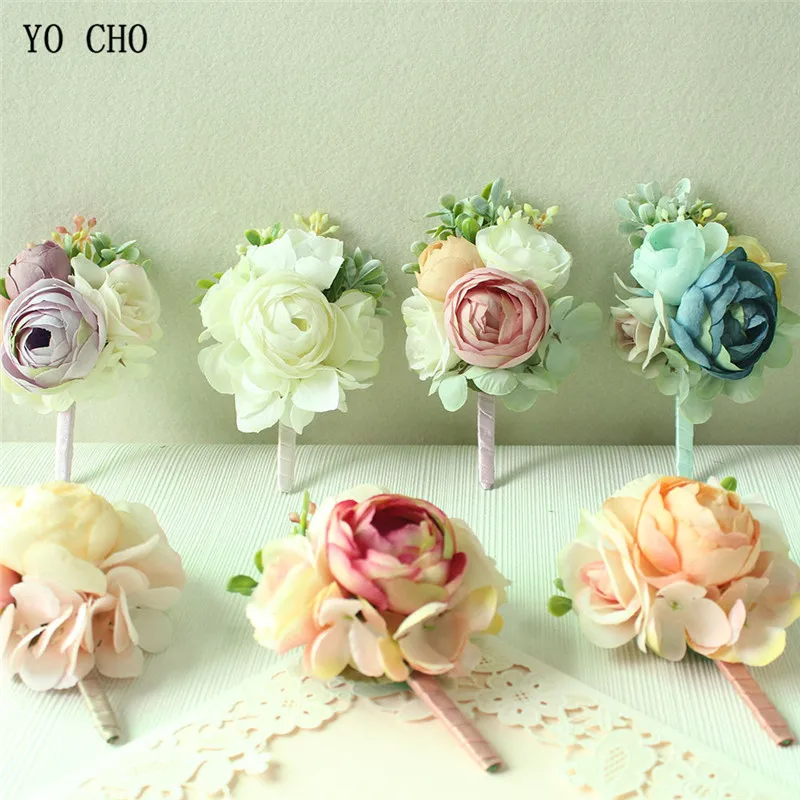 Бутоньерка на запястье из высококачественного шелка искусственная Роза брошь