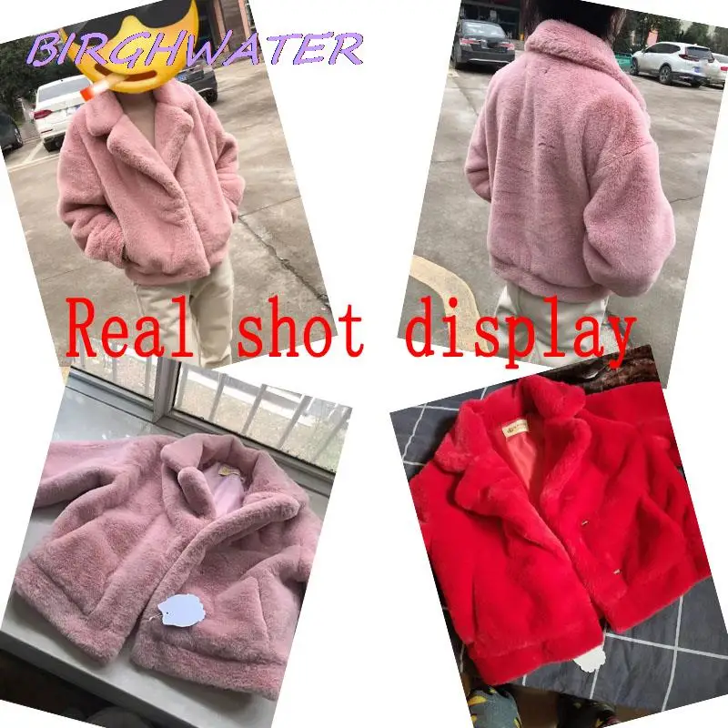 Korean Mink Fur Coats Womens Fashion Casual Solid Turndown Collar Short Faux Fur Jackets Winter Loose Warm Coat Female