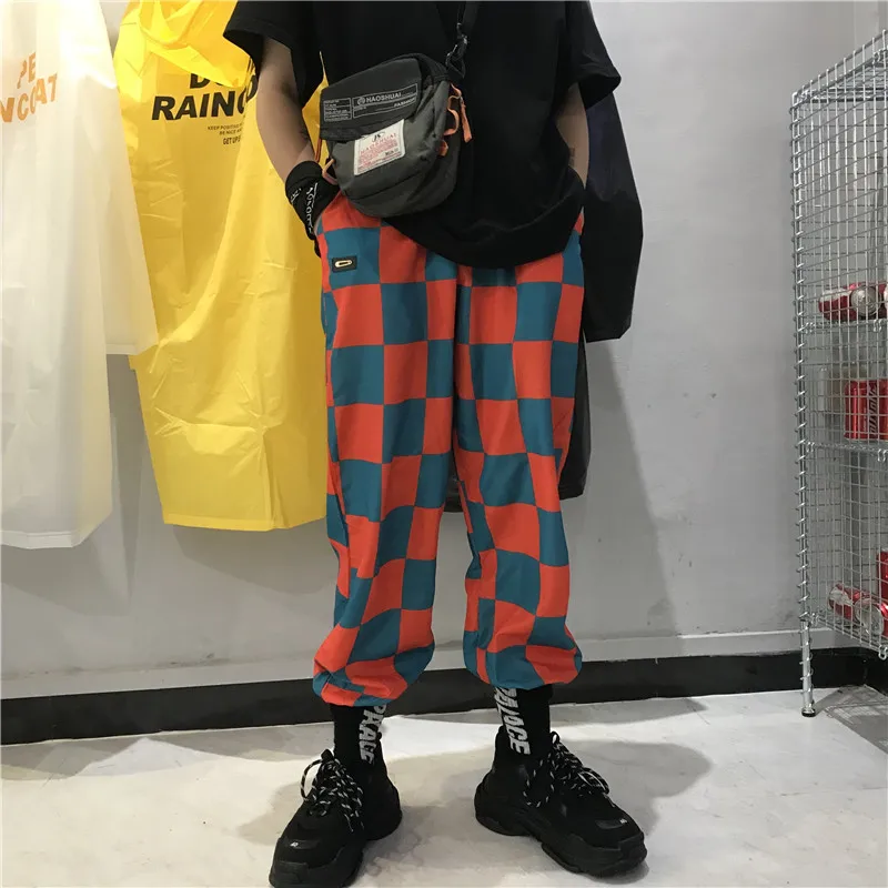 

New Street Korean Harajuku Style lattice Loose Sports Casual Harem Pants
