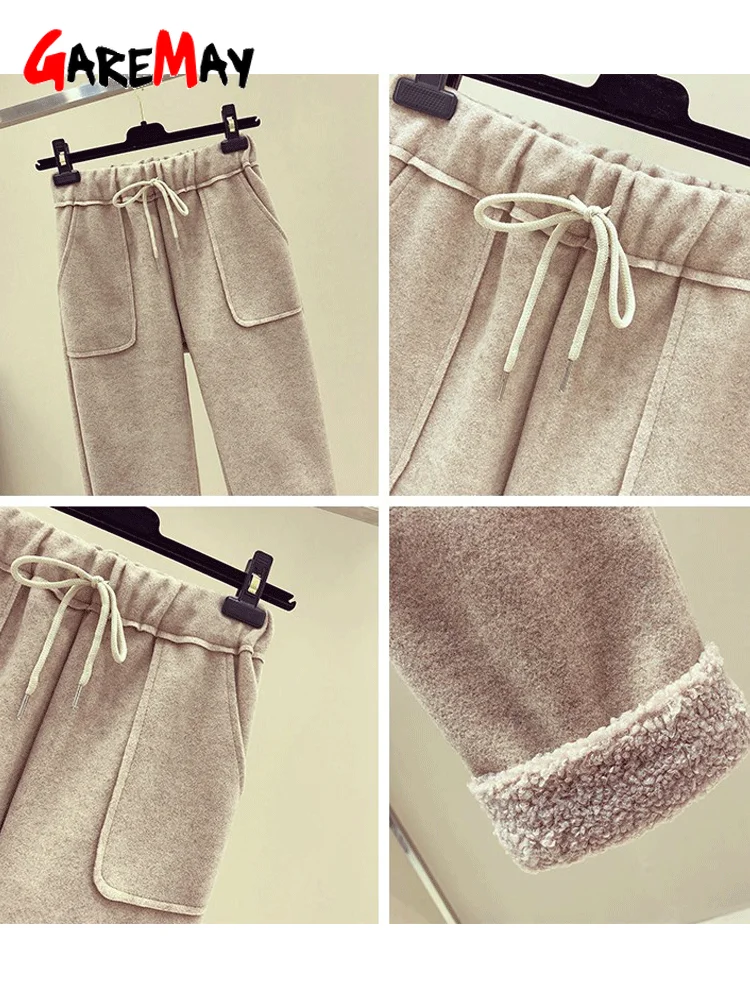 GareMay Women Winter Cashmere Harem Pants Thick Warm Female Loose Casual For Wide Leg Trousers | Женская одежда