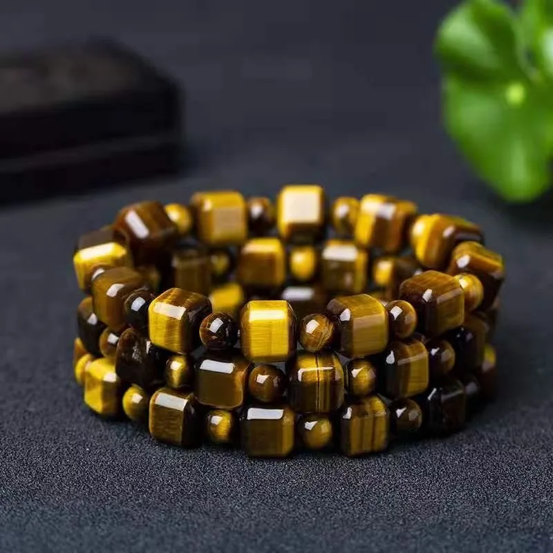 

BOEYCJR High quality Square Tiger Eye Stone Beads Bangles & Bracelets Fashion Jewelry Buddha Bead Bracelet for Women or Men
