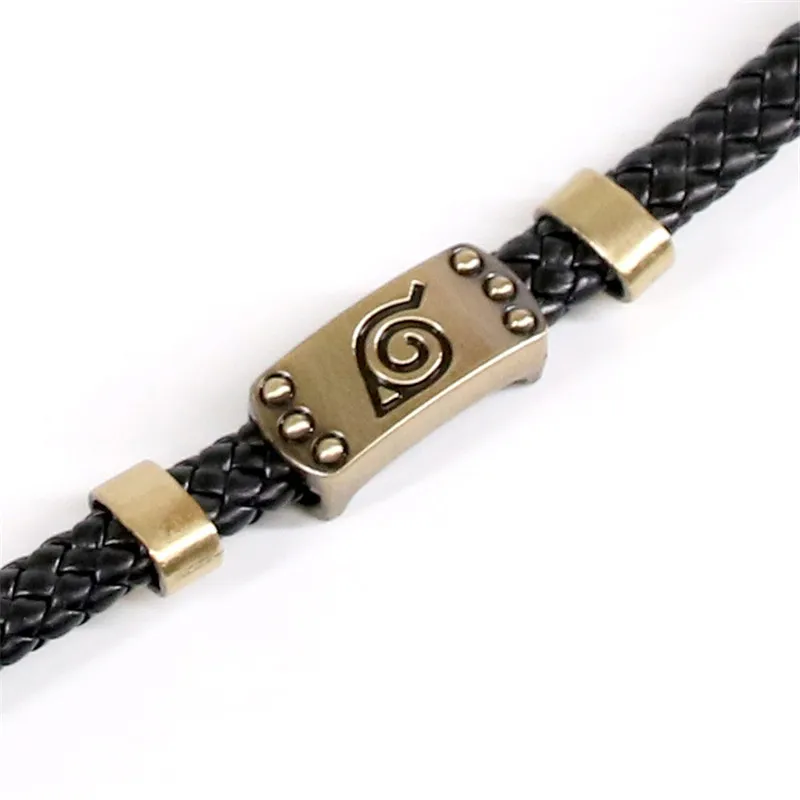 Наруто Аниме Какаси деревянный лист лоб Логотип Браслет Косплей Опора медь