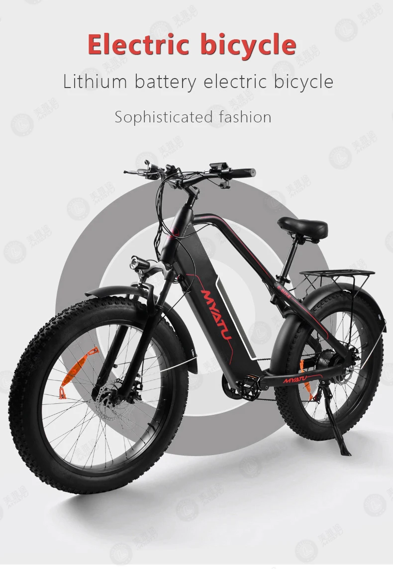 MYATU SHIMANO 7 скоростной горный электровелосипед для взрослых, мощный электровелосипед, 48 В, 500 Вт, 12Ач, 26 дюймов, 4,0 электродвигатель, электровелосипед