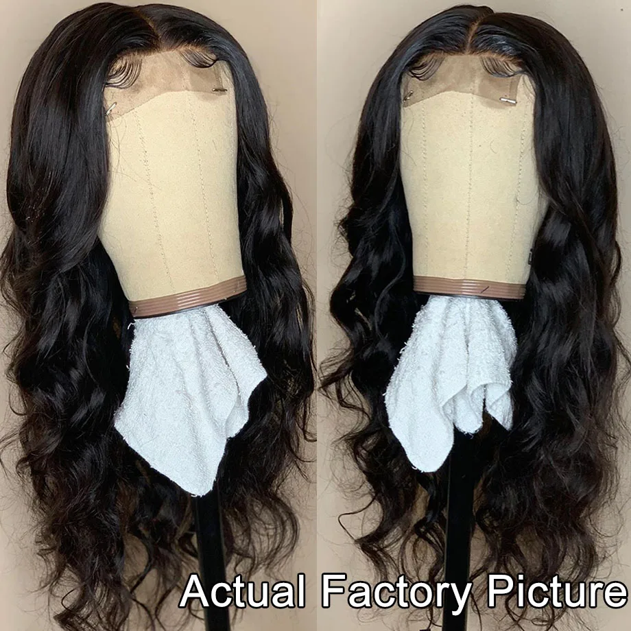 Murah Tubuh Gelombang Wig 13X4 Renda Depan Rambut Manusia Wig Untuk WANITA HITAM Brazilain Rambut Digunakan Dipetik Dikelantang Knot Remy Rambut