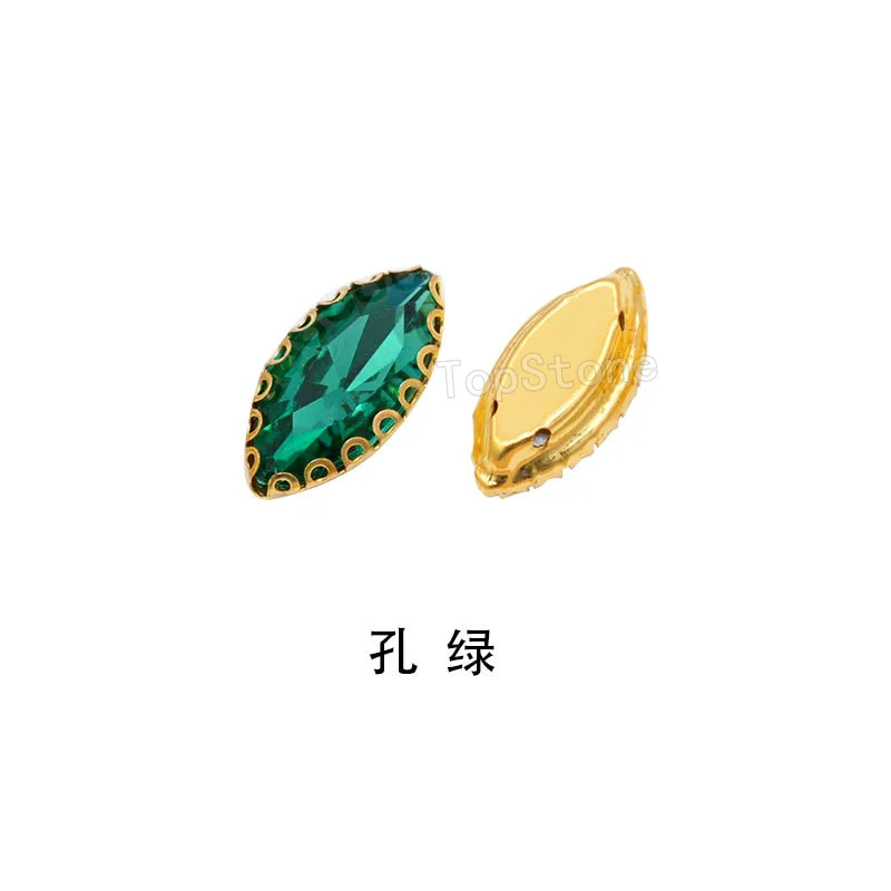 green zircon 100 шт стеклянный камень маркиза в Золотой кружевной коготь пришить стразы кристаллическое Украшение «конский глаз» Красочные для изготовления ювелирных изделий - Цвет: green zircon
