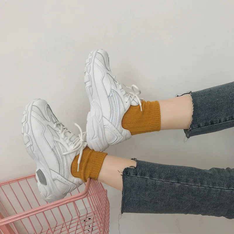 Женские кроссовки QWEDF с вулканизированной подошвой сетчатые на шнуровке модная