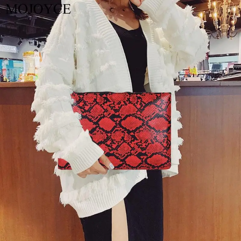 Female Fashion Square Snake Print Wristlet Clutch Women Casual Purse PU Leather Money Phone Pouch Wallet Torebki Damskie Bags