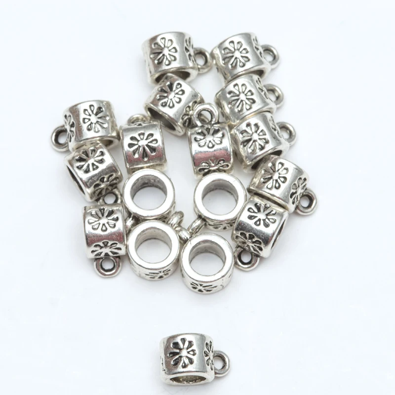 50 шт./пакет античное серебро бусины в тибетском стиле амулеты большая дыра форме