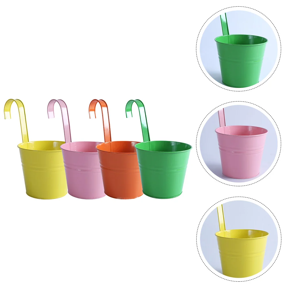 

4pcs Balcony Flower Buckets Gardening Plant Pots Hanging Flower Pot Decor