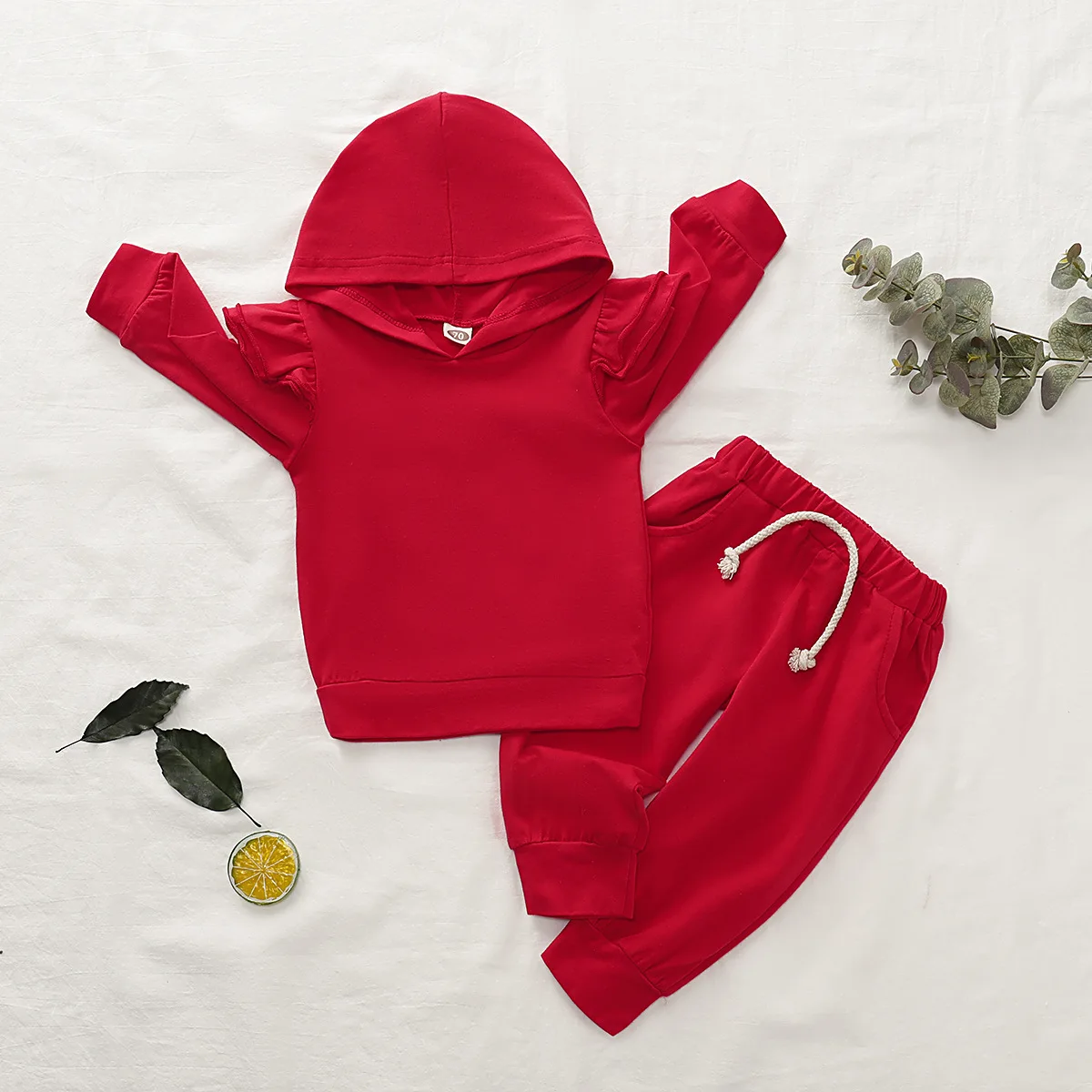 Детские комплекты красный однотонный детский Модный свитшот + штаны костюм из
