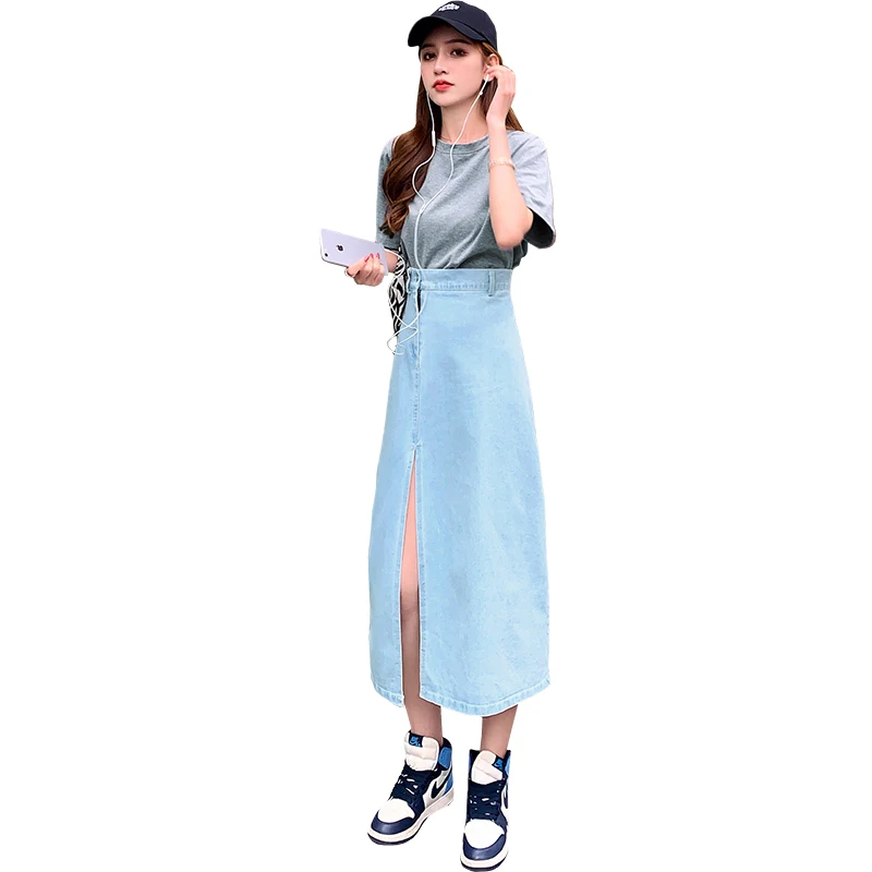

Summer suit dress female can salt can sweet Fried street split bust two-piece bull-puncher skirt brim minus age fashion