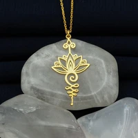 2021 new creativity unalome pendant necklace for women hippie chains necklace with lotus flower yoga jewelry