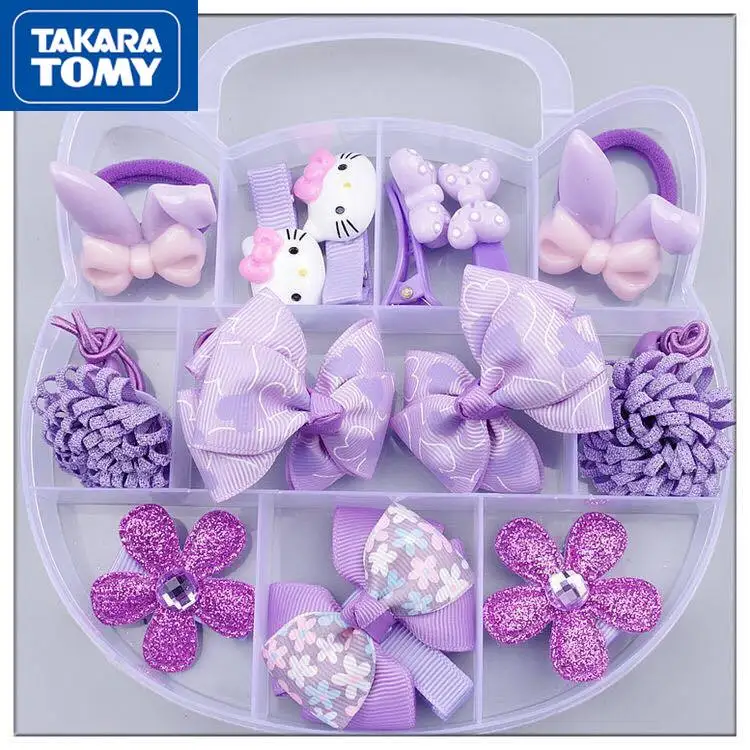 

TAKARA TOMY милый мультфильм Hello Kitty Набор аксессуаров для волос детская заколка для волос бант не режет волосы резинка шпилька для волос