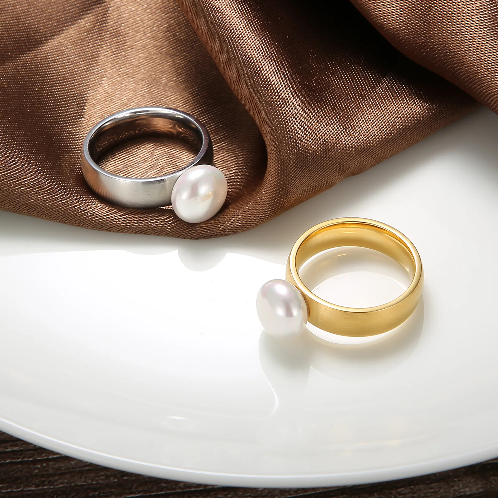 Кольца Kalen из нержавеющей стали женские обручальные кольца с имитацией белого