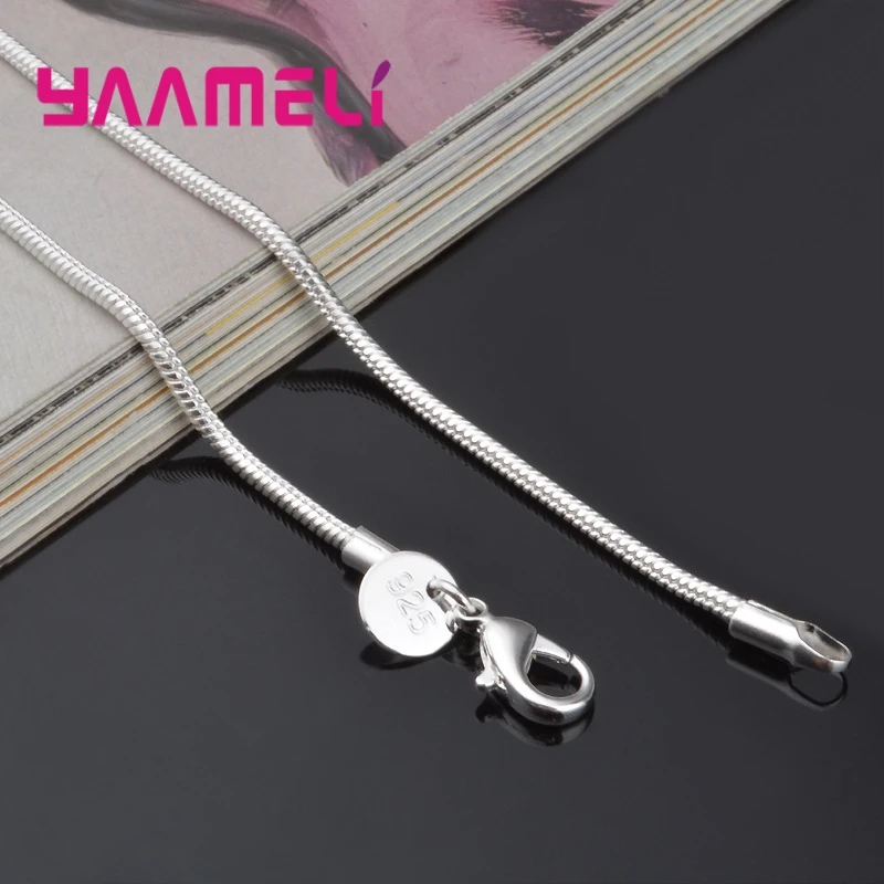 

1PC Retail 925 Sterling Silver Male Female Link Necklace Chains Hot Sale Snake Collar Jewelry with Lobster Clasps 16-30 Inches
