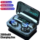 Беспроводные миниатюрные наушники-вкладыши с басами, водонепроницаемые спортивные стерео наушники для Bluetooth, наушники, гарнитура, зарядный чехол 2000 мАч