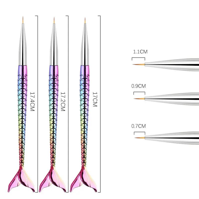 3 шт. кисть для рисования в виде русалки с сотовой ручкой полоской и линейным