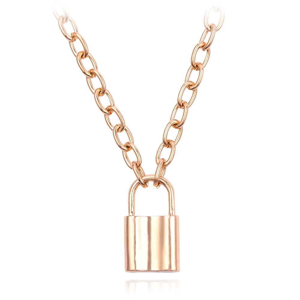 lock necklace2 24 стиля, Харадзюку, хип-хоп, пламя, слои, крест, ключица, ожерелье, лезвие, шипы, замок, унисекс, Очаровательная цепочка, рок, панк, ювелирное изделие, подарок - Окраска металла: lock necklace2