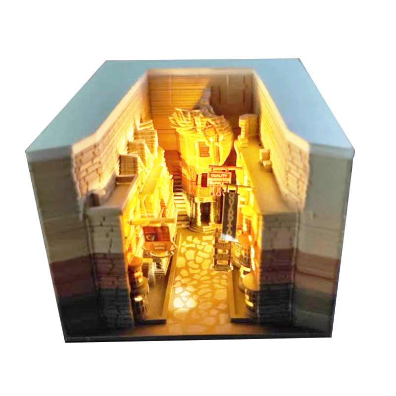 Sweetmade-Bloc de notas 3D con luz Led, Bloc de notas de bloque de construcción Diagon Alley, regalo único para invitados
