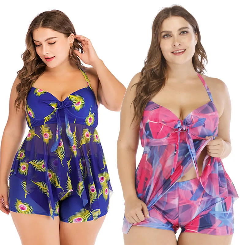 

Women's Separate Tankini Set Plus Size 4XL Swimming Suit Swim Dress Swimsuit Bikini Bather Push Up Padded Swimwear Bathing Suit