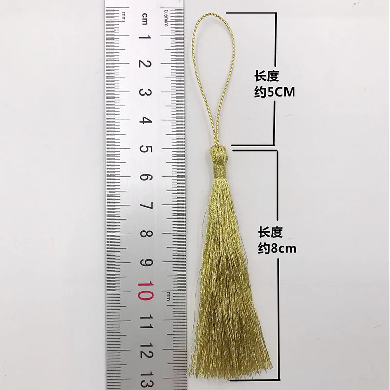 

50PCS Gold Silk Silver Silk Tassels Pendant Jewelry Curtain Garments Decorative Accessories Key Bag Pendant Craft Tassels DIY